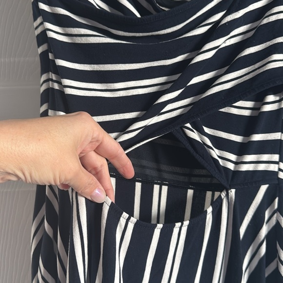 Cap sleeve navy striped dresss - Picture 3 of 4
